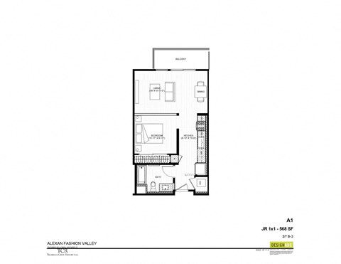 A3 Jr 1x1 floor plan
